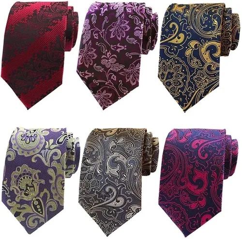 Miniatura 39 de WeiShang Lote de 6 corbatas clásicas de seda para hombre, corbatas tejidas jacquard