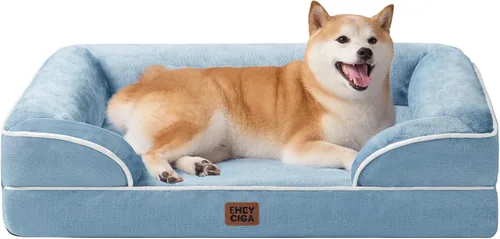 Miniatura 38 de EHEYCIGA - Cama ortopédica para perro grande, impermeable, de espuma viscoelástica y espuma tipo caja de huevos, bordes elevados, antideslizante