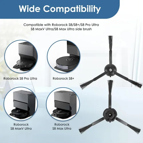 Miniatura 6 de Paquete de 4 cepillos laterales para Roborock Q5 Max+, S8 MaxV Ultra, Q5 Pro, Q8 Max+, Q Revo, Qrevo Pro, Qrevo S, Qrevo Slim, Qrevo Master, S8 Pro
