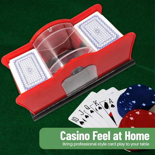 Miniatura 9 de Evelots Juego de cartas Shuffler - Soporte para 2 cartas de cubierta, sistema de manivela fácil, máquina barajadora de cartas, barajadora de cartas