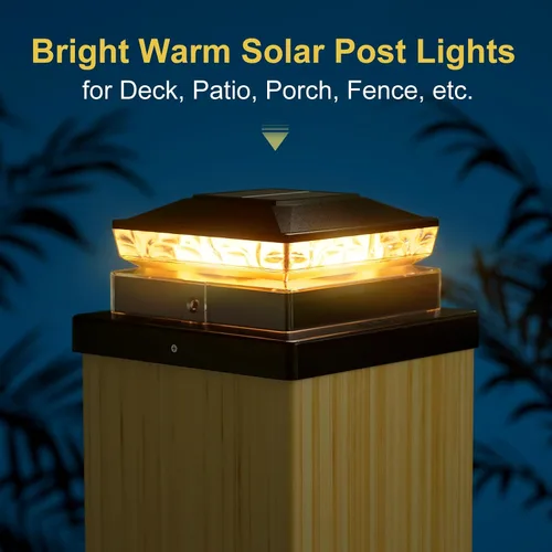 Miniatura 2 de Luces Solares para Tapas de Postes Paquete de 6, Luces Solares Impermeables para Postes de Valla, 4x4 IP65 Luz Negra para Exteriores para Terraza