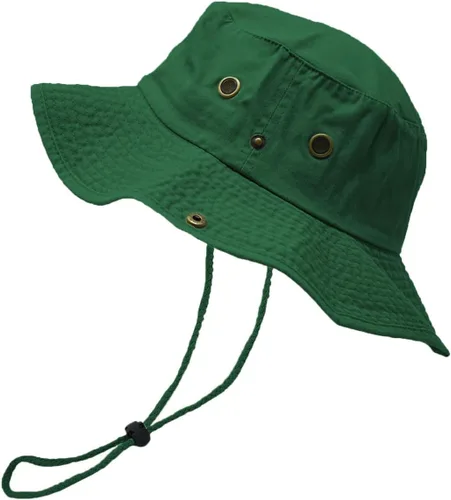 Miniatura 22 de Glory Max Sombrero de pescador de algodón lavado con correa de barbilla gorra de pesca Sun Safari Boonie Negro