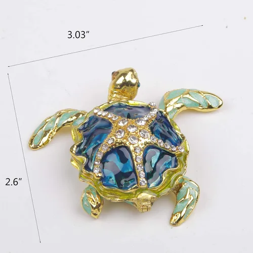 Miniatura 2 de Caja de joyería decorativa con bisagras en forma de tortuga marina, con figura de estrella de mar