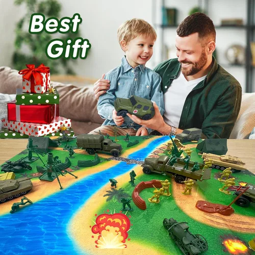 Miniatura 6 de TALGIC Juguetes de Hombres del Ejército Gran Juego de Batalla - El Set Incluye Figuras de Acción de Hombres del Ejército, Alfombra de Batalla