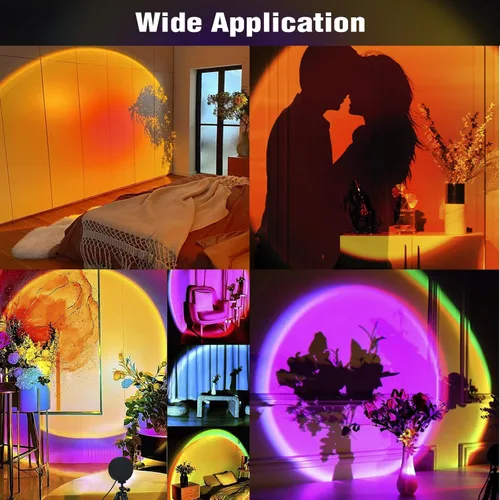 Miniatura 6 de Balkwan Lámpara de Proyección de Puesta de Sol con Rotación LED Romántica Moderna Soporte de Pie Luz Nocturna con USB para Sala de Estar Dormitorio