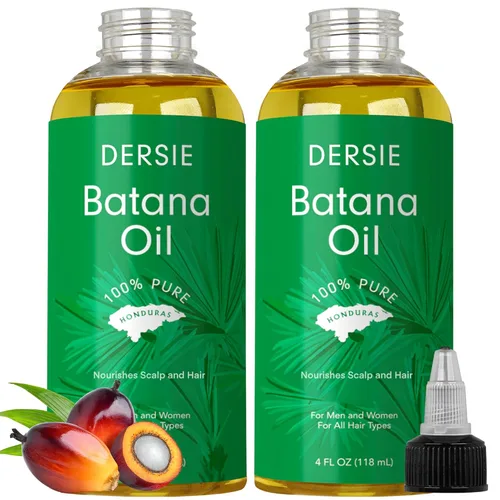 Dersie Paquete de 2 Aceite de Batana: Aceite de Batana Orgánico de Honduras - 100% puro y natural - 4 fl oz por botella
