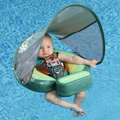 Flotador Mambobaby actualizado 2026, flotadores para bebé con toldo para bebés de 3 a 24 meses, flotadores de piscina no inflables con correa de