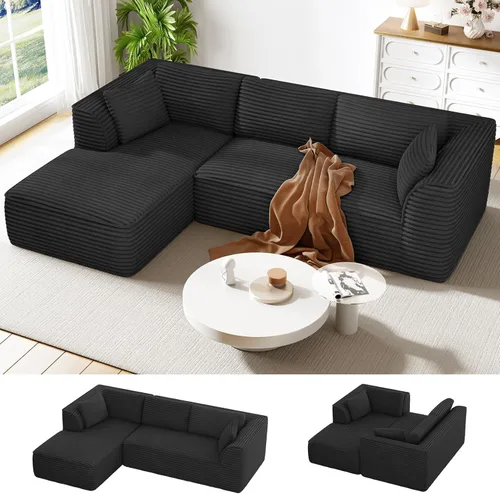 Miniatura 12 de Vesgantti 106" Boneless Couch with Chaise, U Shaped Deep Seat Comfy Cloud Modular Sofa Chenille Memory Foam Sectional Couches for Living Room