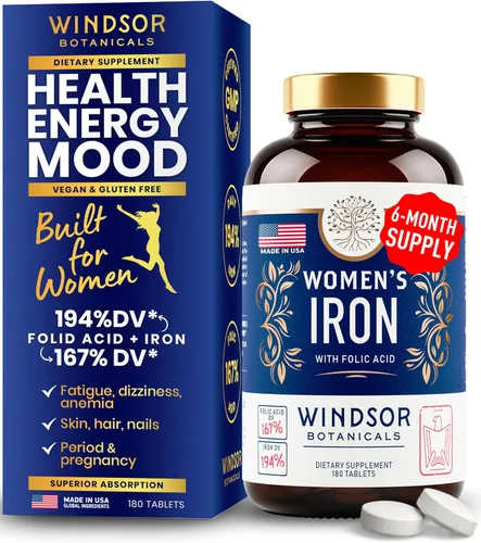 Miniatura 5 de WINDSOR BOTANICALS Suplemento de hierro y paquete de alivio de PMS para mujeres