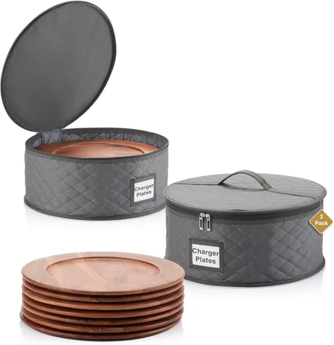Miniatura 11 de Paquete de 2 cajas de almacenamiento de platos pequeños de 6 pulgadas, contenedor de almacenamiento de China, apilable con interior acolchado