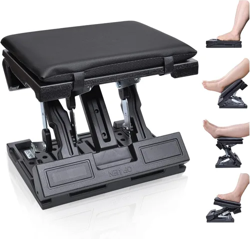 Reposapiés ergonómico para debajo del escritorio en el trabajo, con altura y ángulo ajustables, taburete plegable con almohadilla extraíble cuentas