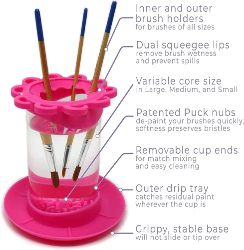 Miniatura 6 de Paint Puck Ultimate Rinse Cup - Limpiador de pinceles de pintura (morado, frasco) – Limpiador de vasos de agua y pinceles de pintura antiderrames