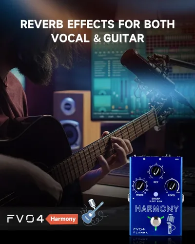 Miniatura 5 de FLAMMA FV04 Pedal de Armonía Vocal Procesador de Efectos Vocales Stompbox Armonizador de Micrófono de Voz con Reverb 12 Tonos con 11 Modos de FV04