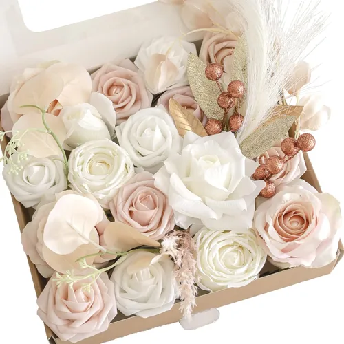 Lookein Flores Artificiales para Decoración de Boda DIY Ramo de Novia Centros de Mesa Guirnaldas de Flores Coronas Arco de Pasillo Decoración de