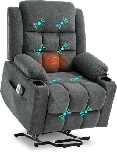 Miniatura 10 de Ketaiyou Electric Power Lift Recliner Chair Sofa with Massage and Heat for Elderly, USB and Type-C Ports, Cup Holders, Infinite Position