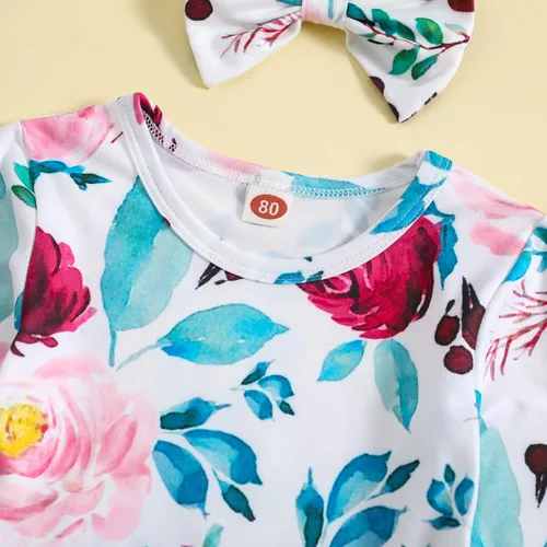 Miniatura 4 de Conjunto de ropa floral con volantes y pantalones para niñas pequeñas