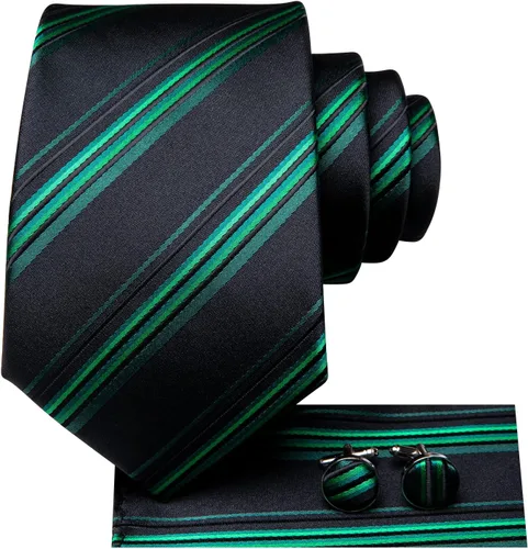 Miniatura 254 de Hi-Tie Corbata clásica de cachemira para hombre con pañuelo y gemelos a cuadros