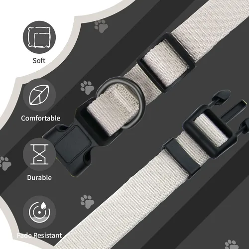 Miniatura 4 de Collar de perro beige para perros pequeños, transpirable, antiolor y suave, cómodo para cachorros de piel sensible, 90% rayón de bambú, collar
