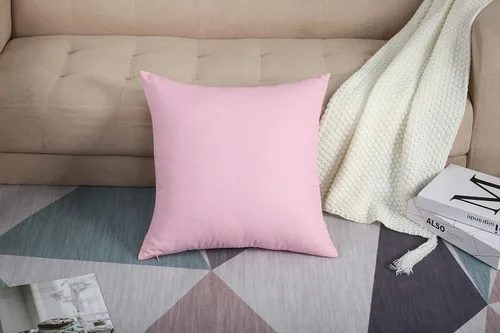 TangDepot Fundas de almohada decorativas hechas a mano de lona de algodón 100% sólida/Fundas de cojín, (22"x22", rosa salmón)