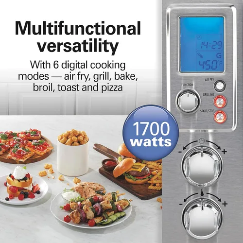 Miniatura 2 de Hamilton Beach Combo de horno tostador y freidora de aire 6 en 1 Sure Crisp y parrilla eléctrica para interiores, temperatura de sellado de 450 °F
