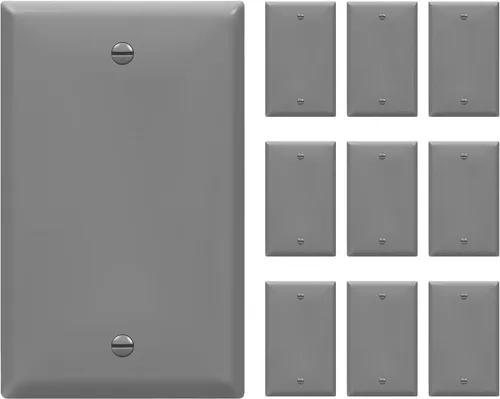 Miniatura 23 de ENERLITES - Placas para pared de dispositivo en blanco, acabado brillante, cubiertas de salida en blanco de tamaño mediano, 1 banda, 4.88 x 3.11