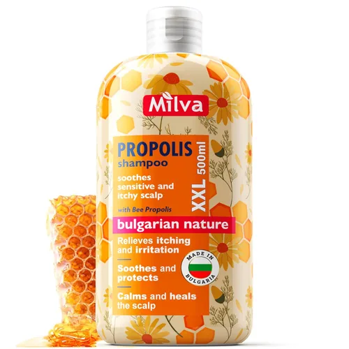 Milva Itchy Scalp Shampoo with Propolis - 17 Fl Oz Natural Anti Dandruff Dry Scalp Treatment with Honey Bee Soothing Formula for Irritated, & Flaky