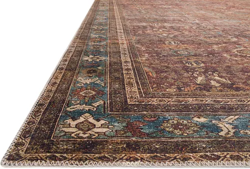 Miniatura 5 de Loloi - Alfombra tradicional larga de la colección Layla LAY-01 Ladrillo/Azul de 0,8 m x 3,6 m, 0,33 cm de espesor, suave, duradera, de inspiración