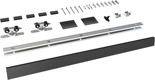 Miniatura 10 de JUBEST Kit de rieles de hardware para puerta corredera de granero de 5 pies, hardware de riel de caja de aleación de aluminio para puerta de madera