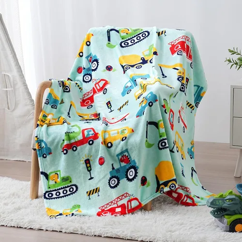 Miniatura 19 de SOCHOW Manta de Vellón con Diseño de Carro Camión Lindo para Niños y Niñas, Manta de Franela Suave Ligera Acogedora y Cálida para Cama de Niños
