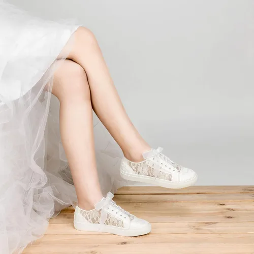 Miniatura 3 de JIAJIA 8832 Zapatos de boda Zapatillas de novia Zapatos de tenis de novia Zapatos de tenis de encaje