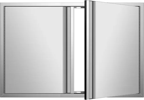 Miniatura 21 de Puertas de cocina para exteriores de 26 pulgadas de ancho x 24 pulgadas de alto con mango horizontal, puertas de acceso dobles para barbacoa, acero