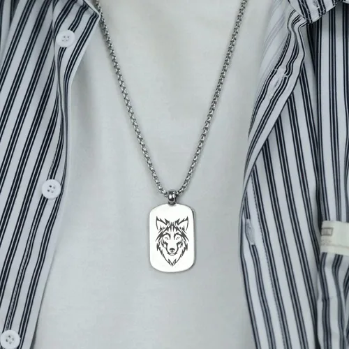 Miniatura 3 de TURTLEDOVE Collar de lobo de acero inoxidable - I am Wolf Fans of Dog Tag Jewelry - Colgante nórdico Fenrir de amuleto escandinavo nórdico