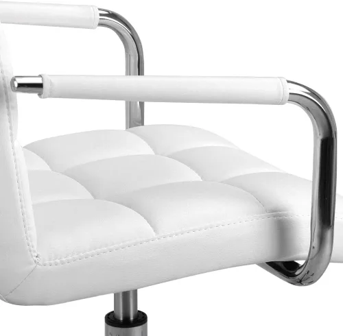 Miniatura 4 de Topeakmart Silla de escritorio moderna blanca rodante con reposabrazos/ruedas, base resistente, cilindro de gasolina certificado SGS, cómoda silla