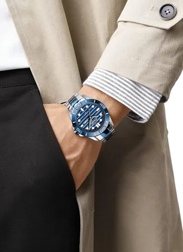 Miniatura 6 de NAVIFORCE Relojes de pulsera para hombre de acero inoxidable analógico de cuarzo resistente al agua con fecha