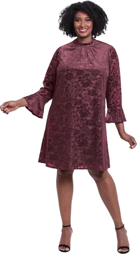 Miniatura 6 de London Times Vestido trapecio de manga larga con cuello alto para mujer
