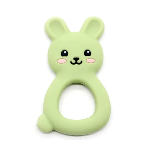 Miniatura 8 de Mordedor de conejo para bebé, juguete de silicona de grado alimenticio para bebés de 3 a 12 meses, juguete masticable de fácil agarre con orejas