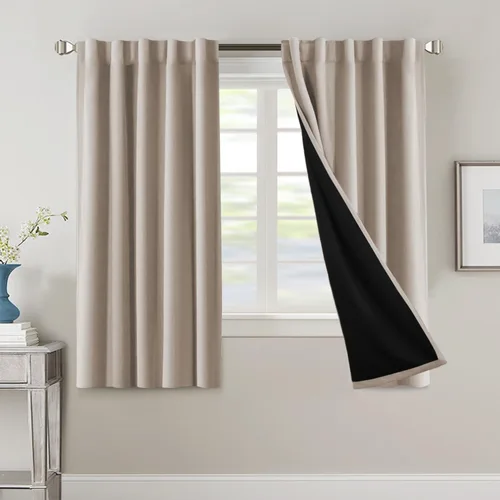 Miniatura 89 de H.VERSAILTEX Cortinas 100% opacas para dormitorio con forro negro, cortinas de oscurecimiento de habitación completa, con aislamiento térmico