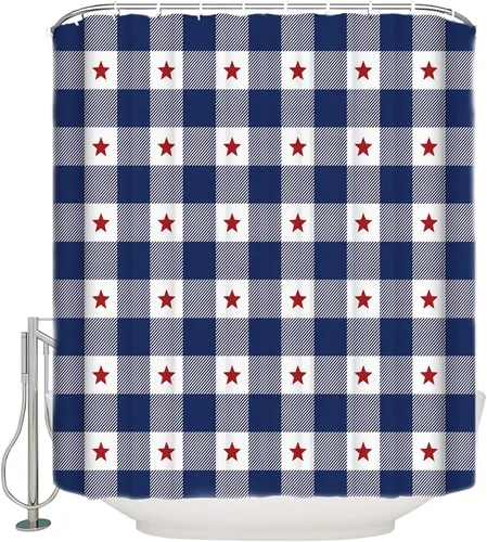 Cortina de ducha del Día de la Independencia del 4 de julio, 72 x 72 pulgadas, cortinas de baño patrióticas con bandera estadounidense, cortina de