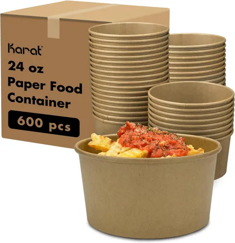 Miniatura 27 de Karat [227 ml - 1000 uds] Tazas de helado de papel y cuencos de sopa para alimentos calientes/fríos - Ideal para sopa, helado, yogur y aperitivos