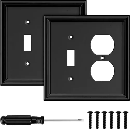 Miniatura 12 de Placa Decorativa Moderna Negra para Interruptor de Luz Cubierta de Interruptor de Luz Cubiertas de Tomacorriente Decorativo Placas de Interruptor