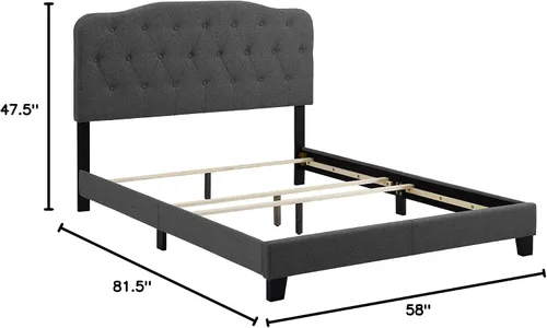 Miniatura 2 de Modway Amelia - Base de cama tapizada de tela capitoné tamaño matrimonial, color gris