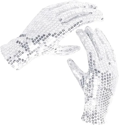 PURFUN Guantes de baile de lentejuelas brillantes para adultos, disfraz de Halloween, guantes cortos con purpurina