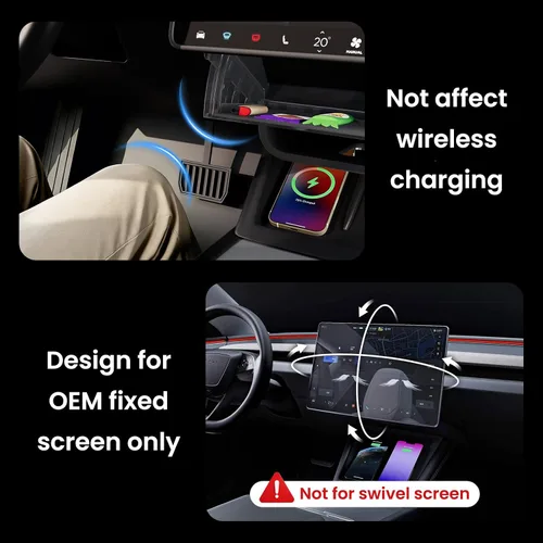 Miniatura 6 de Organizador de almacenamiento debajo de la pantalla para Tesla Model Y Juniper 2025-2026/Model 3 Highland 2024-2026, bandeja organizadora de consola