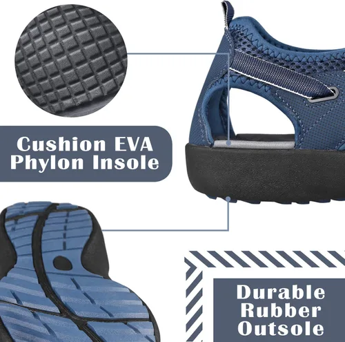 Miniatura 5 de GRITION Sandalias de senderismo para hombre, para verano, playa, puntera cerrada, impermeables, cómodas, de pescador, aventuras, deporte, atletismo
