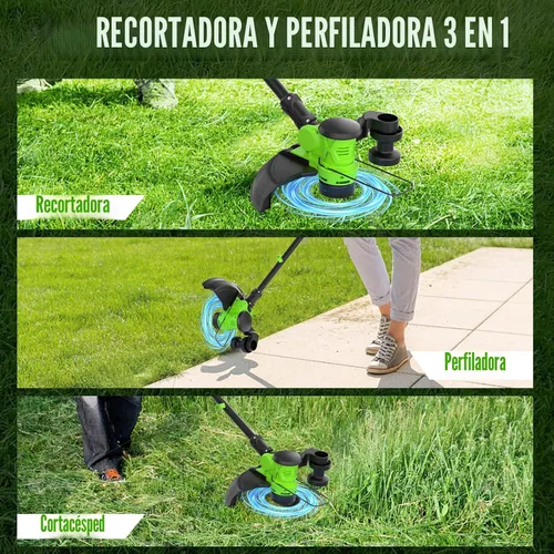 Miniatura 6 de Recortadora de hierba inalámbrica de 12 pulgadas, recortadora de césped y bordeadora 2 en 1 con batería de 20 V, Wacker eléctrico de malezas con 2