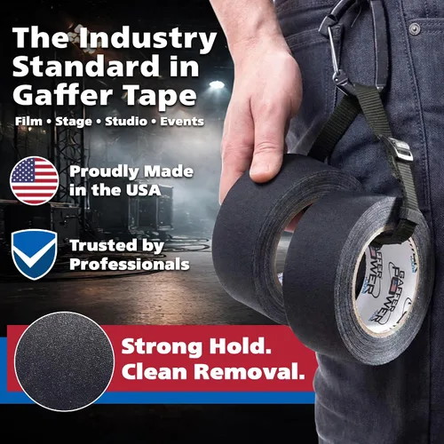 Miniatura 7 de Cinta Gaffer de Grado Premium Profesional - Negro Cinta Gaff Pro de Servicio Pesado Asegura Cables Sostiene Cables sin Dejar Residuo Pegajoso