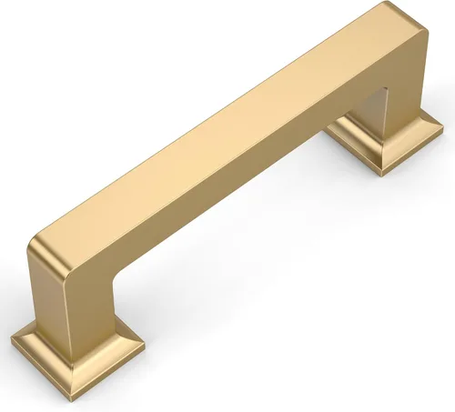 Miniatura 36 de Amerdeco - Paquete de 10 tiradores de latón cepillado para armarios con orificio central de 3 pulgadas (76 mm), tiradores para armarios de cocina