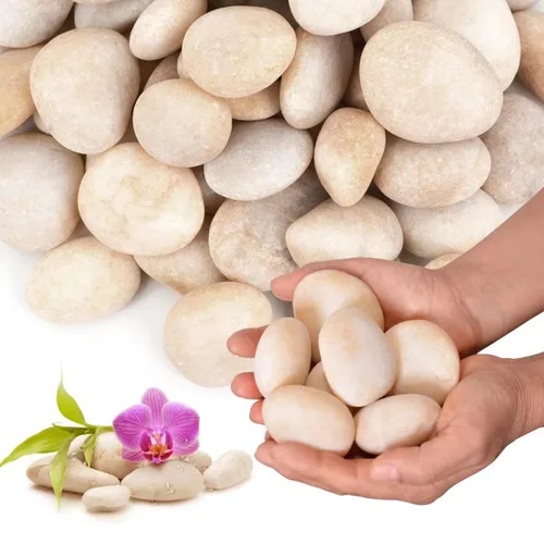 10 libras de rocas de río blancas y crema para paisajismo al aire libre – Guijarros pulidos para plantas – Piedras decorativas de jardín – Rocas