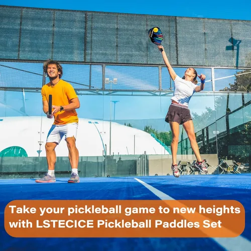Miniatura 7 de Pickleball Paddles Set of 4, Fiberglass Pickleball Paddles with Honeycomb Core, Lightweight Pickleball Set with Balls & Bag for Men, Women & Azul