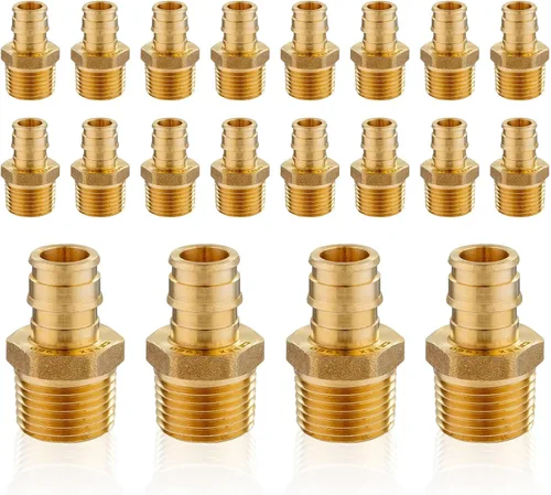 Miniatura 24 de Paquete de 5 accesorios de expansión Seelink PEX-A, adaptador NPT roscado macho de 1/2 x 3/4 pulgadas, accesorio de tubería de expansión de latón